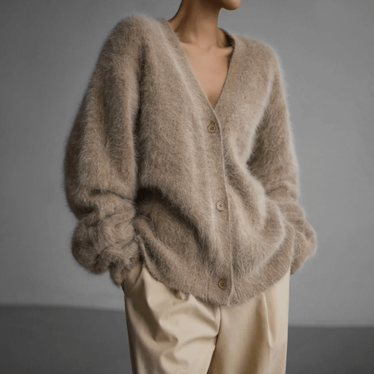 Black Oversized Deep V-Neck Cardigan for Women – Soft Knit, Relaxed Fit Layering Piece 2
