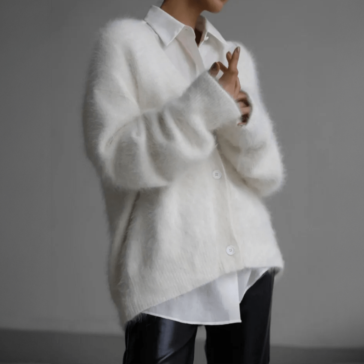 Black Oversized Deep V-Neck Cardigan for Women – Soft Knit, Relaxed Fit Layering Piece 8
