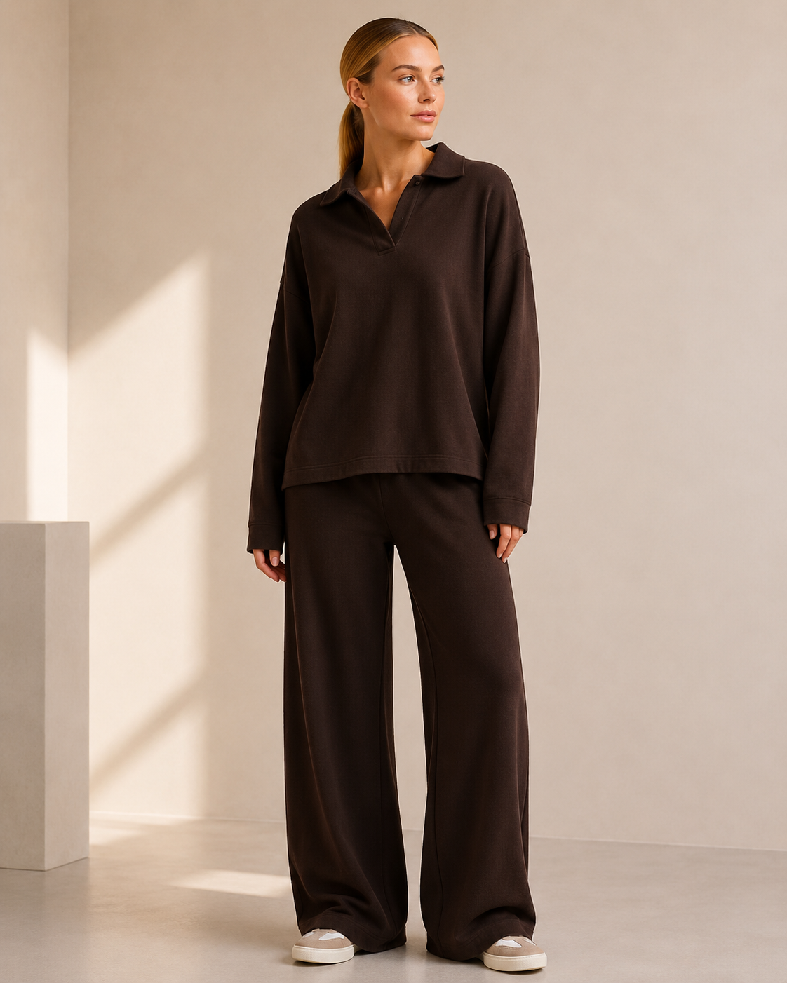 Co Ord Set Women - Polo Neck Sweater with Wide Leg Pants for Casual Wear 5