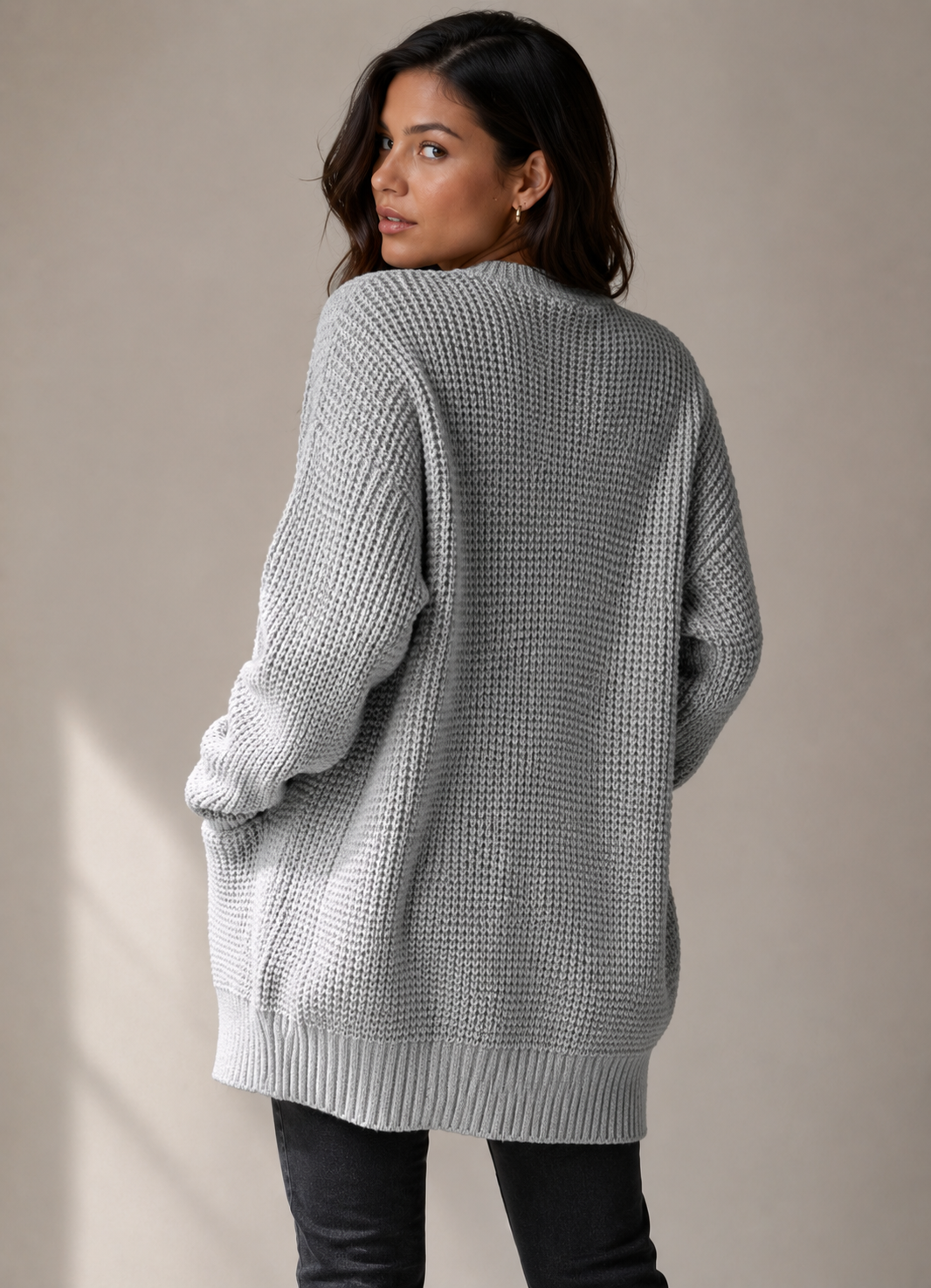 Long Black Cardigan for Women – Longline Open Front with Textured Knit and Pockets 2