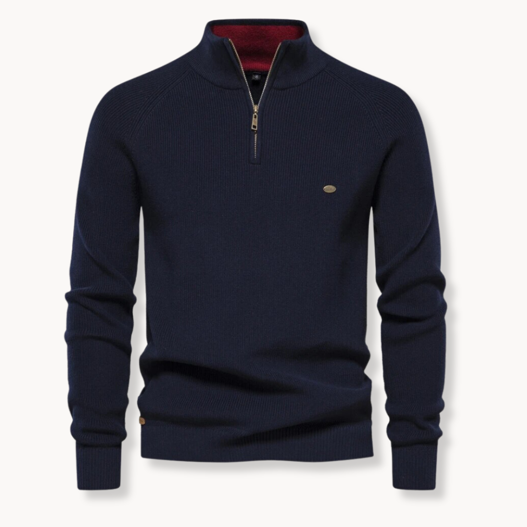 Men's Half-Zip Jumper – Slim Fit Knitted Knitwear with Stand Collar for Casual Wear 0