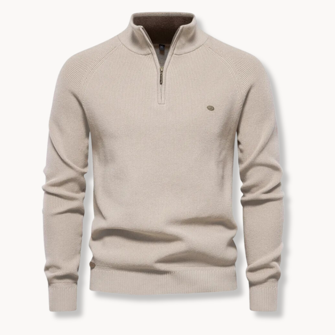 Men's Half-Zip Jumper – Slim Fit Knitted Knitwear with Stand Collar for Casual Wear 2