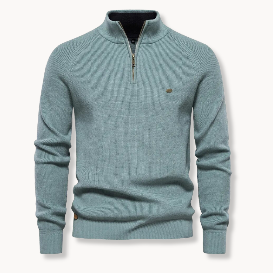 Men's Half-Zip Jumper – Slim Fit Knitted Knitwear with Stand Collar for Casual Wear 3