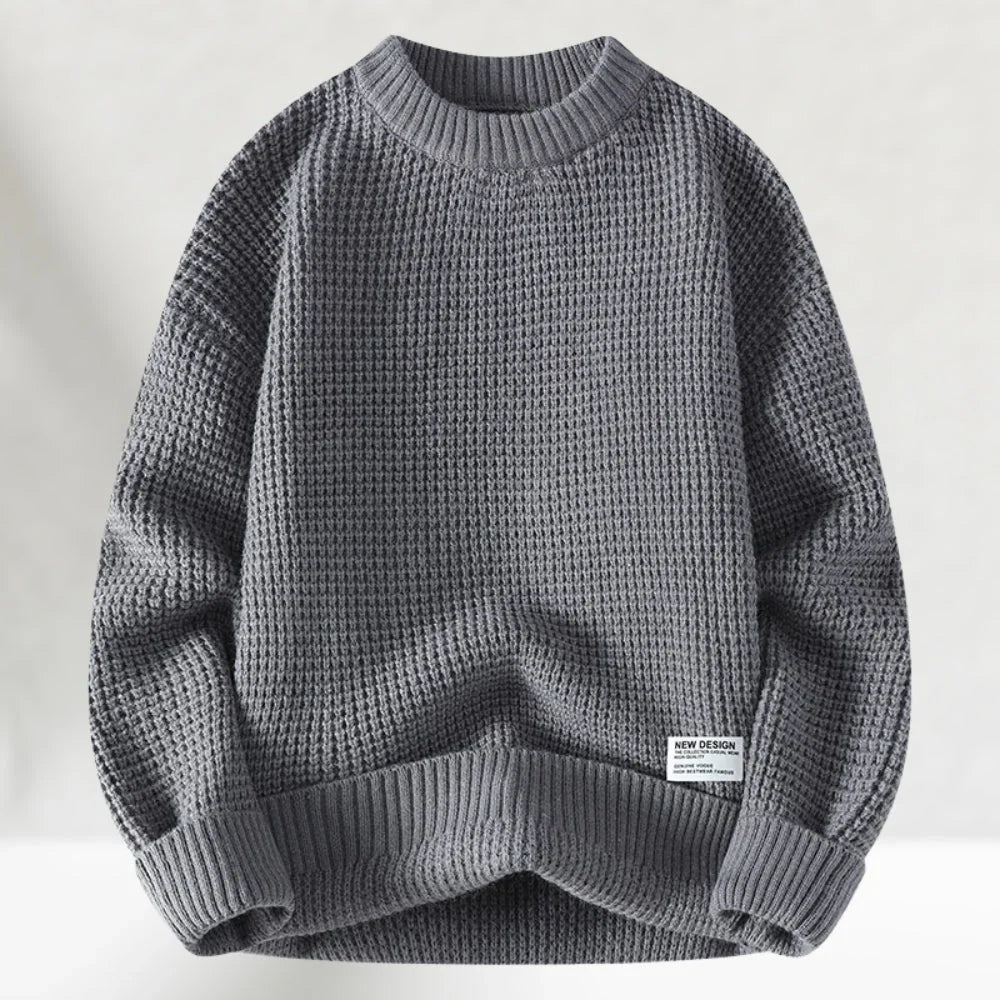 Men's Jumper – Textured Knit Crew Neck Sweater for Casual Wear 2