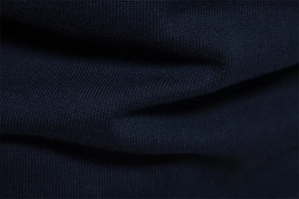 Men's Jumper with Quarter-Zip – Slim Fit Striped Knitwear for Autumn and Winter 5