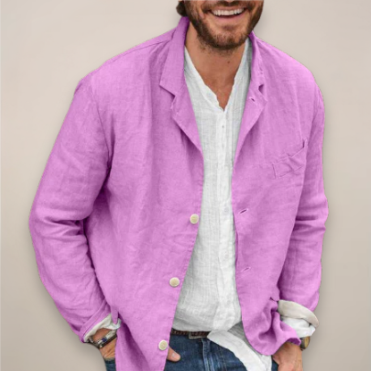 Men's Linen Blazer Jacket – Breathable Relaxed Fit for Casual Spring and Summer Outings 5