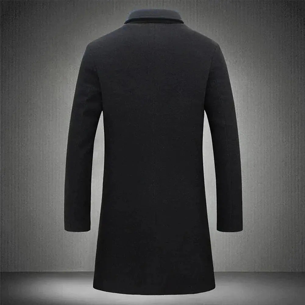 Men's Long Overcoat – Slim Fit Wool Coat with Notched Lapel for Winter Formal and Casual Wear 2