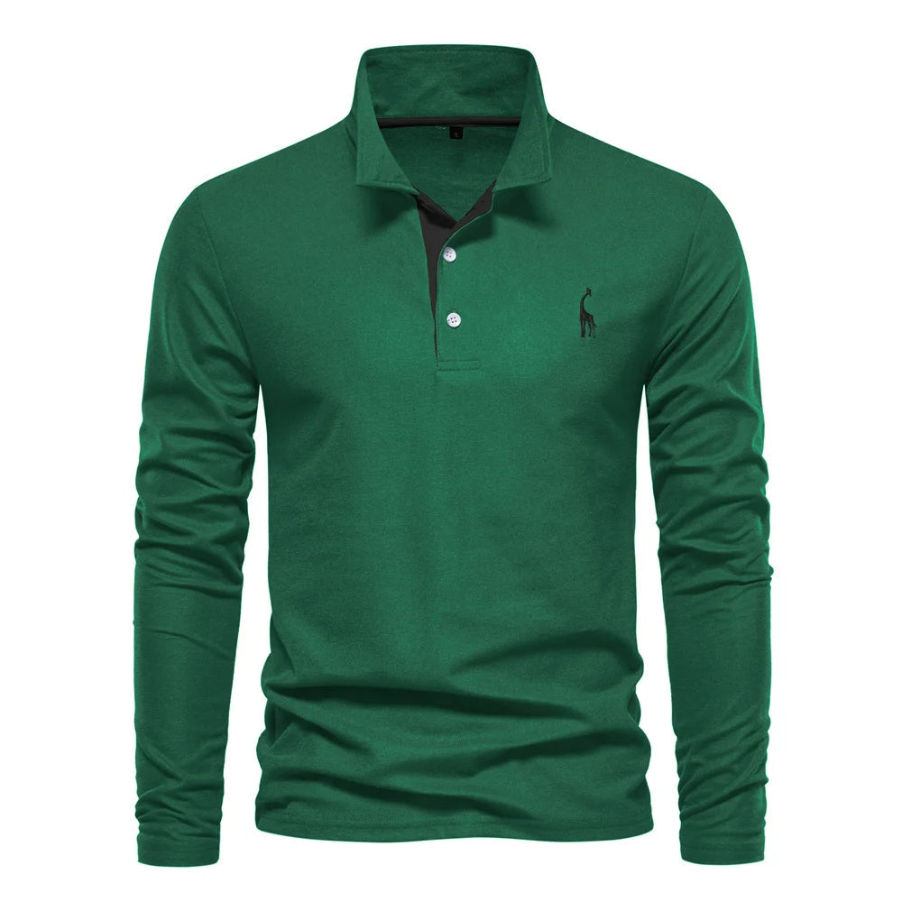 Men's Long Sleeve Polo Shirt – Structured Collar with Button Placket, Soft Cotton Blend 4