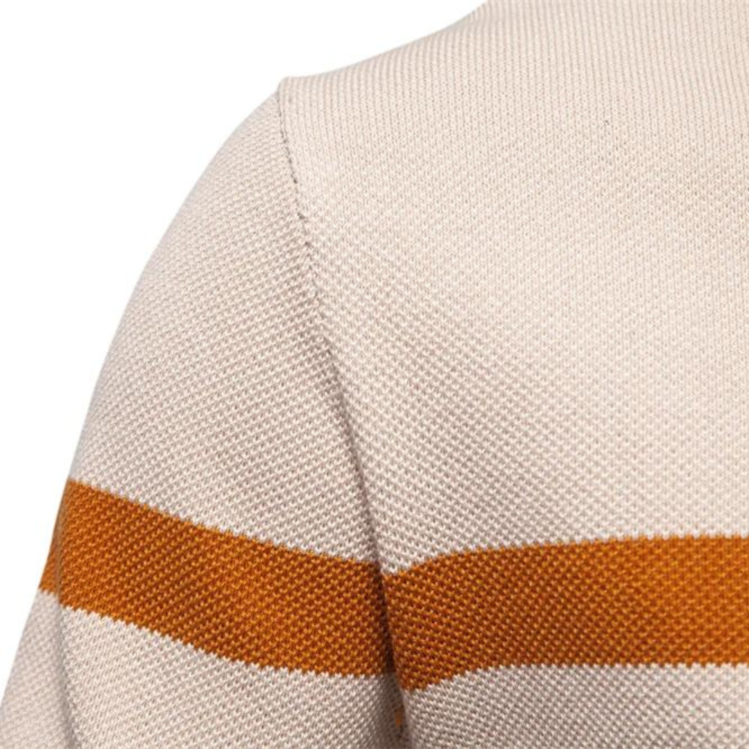 Men's Quarter-Zip Jumper – Cotton Knitwear with Colour Block Design for Autumn 2