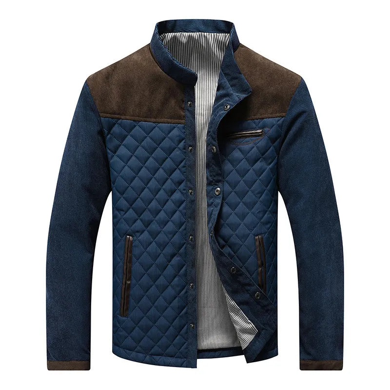 Men's Quilted Jacket for Winter – Suede Shoulder Panels, Smart Casual Style 0