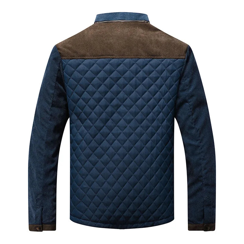 Men's Quilted Jacket for Winter – Suede Shoulder Panels, Smart Casual Style 1