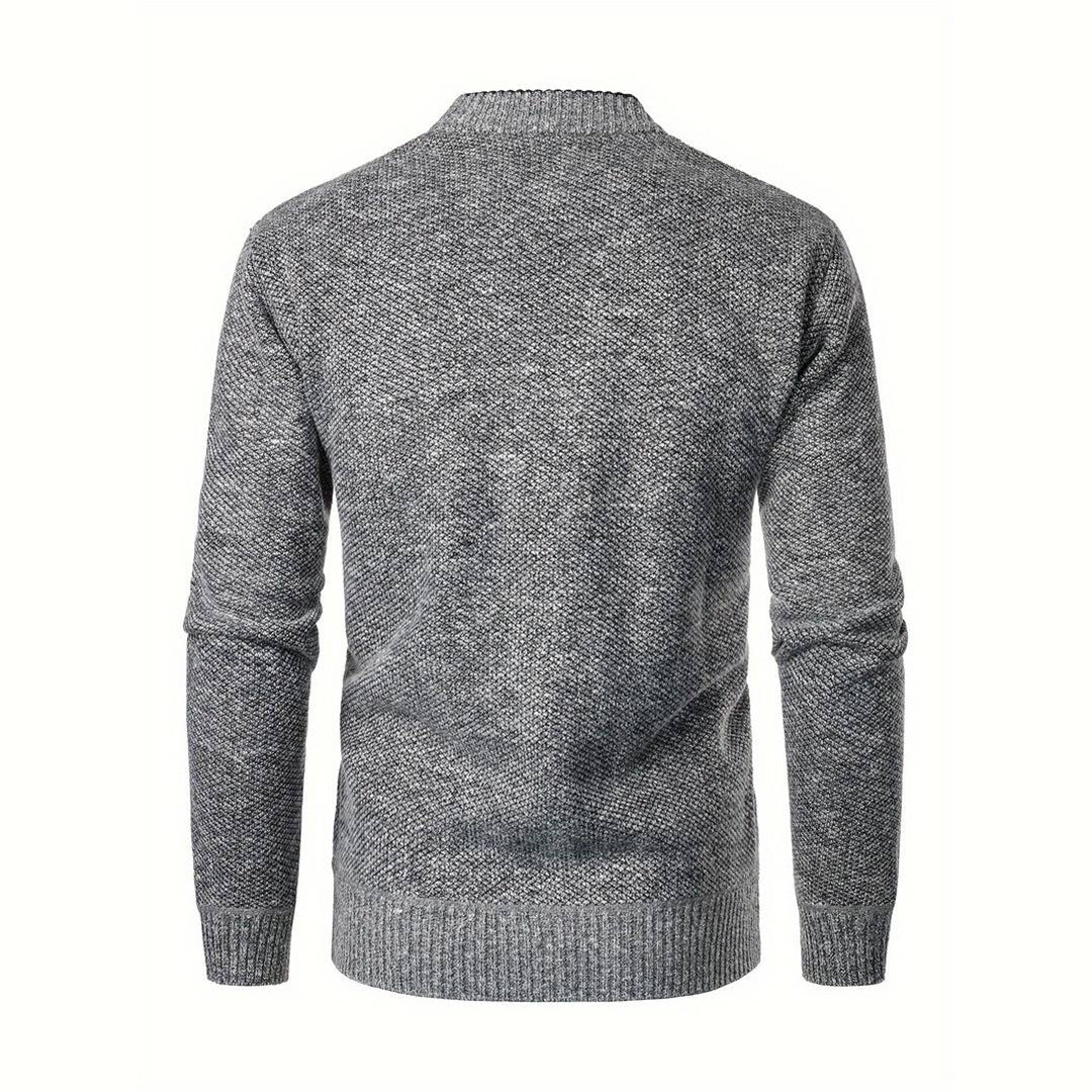 Men's V-Neck Cardigan with Plaid Lining – Button-Up with Side Pockets 1