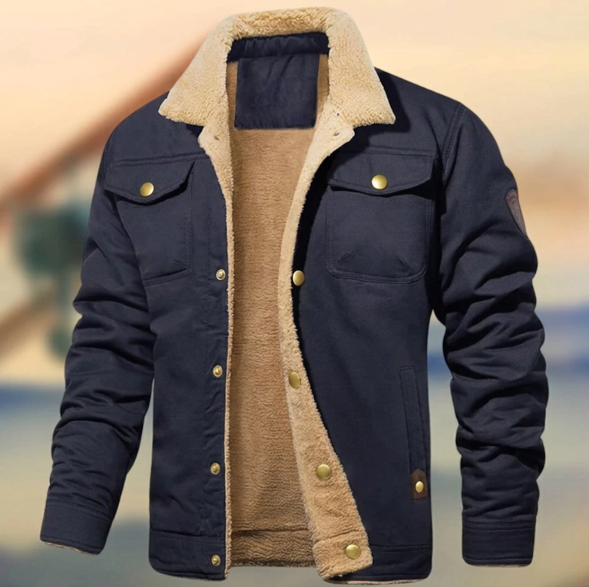 Men's Winter Jacket with Sherpa Collar – Relaxed Fit Button-Down Style for Casual Wear 2