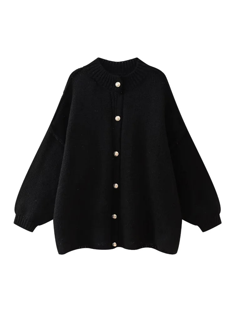 Women's Bat Sleeve Cardigan – Button Front with Ribbed Neckline and Cuffs 10