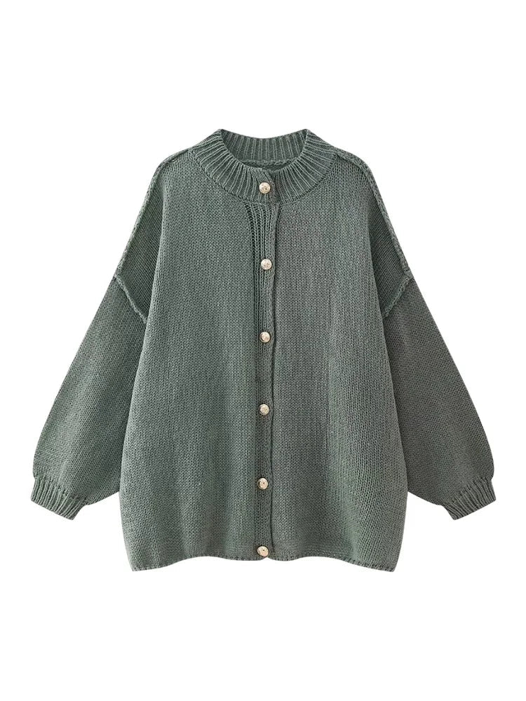 Women's Bat Sleeve Cardigan – Button Front with Ribbed Neckline and Cuffs 11