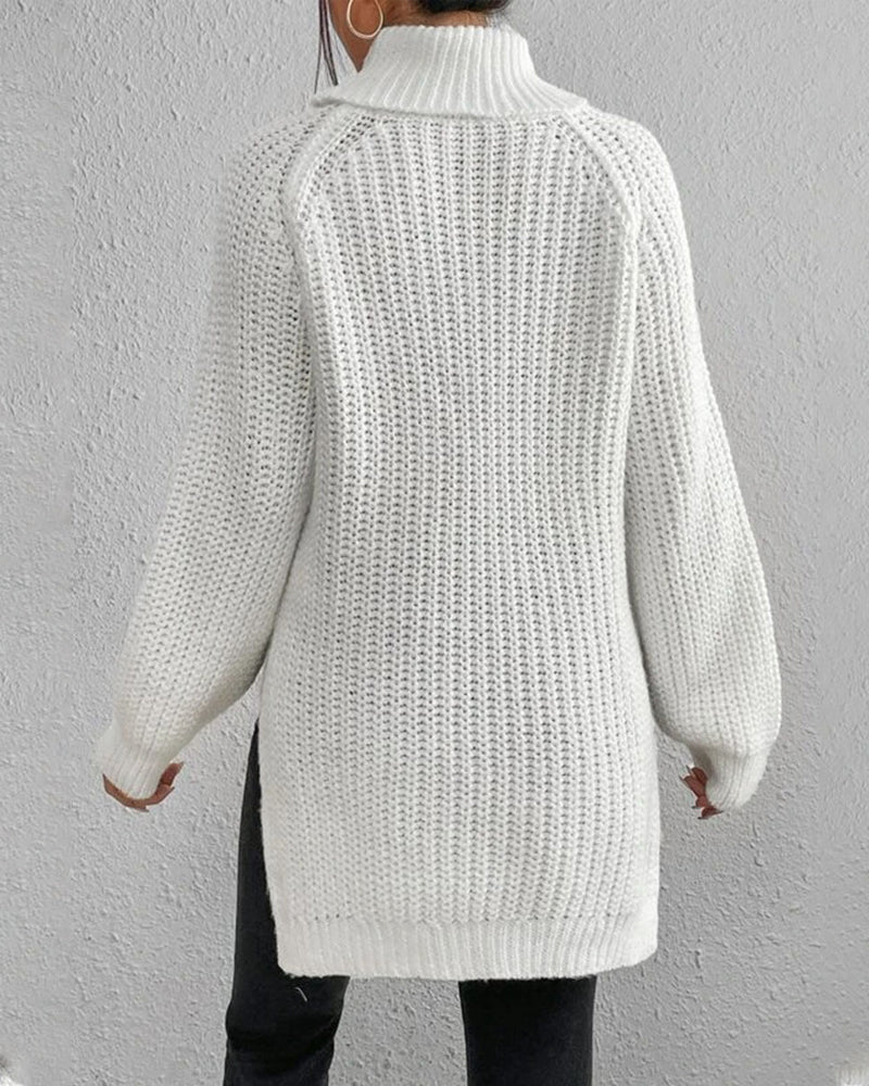 Women's Chunky Knit Turtleneck Jumper – Relaxed Fit, Ribbed Cuffs for Winter Style 2