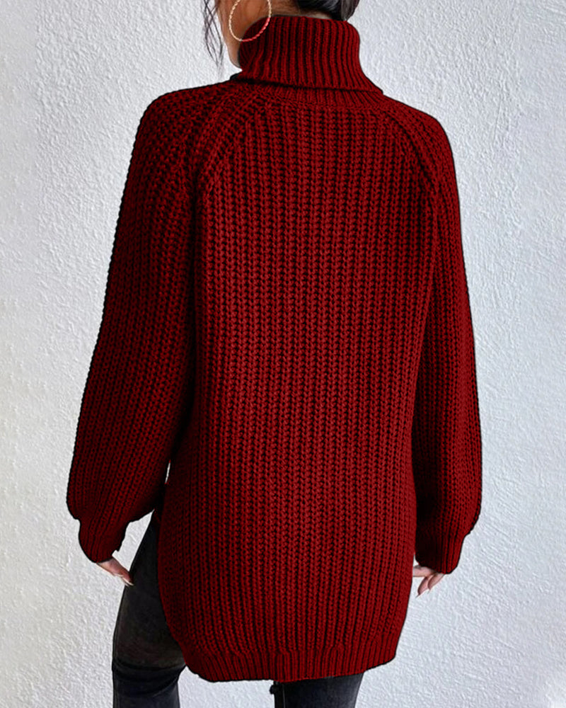 Women's Chunky Knit Turtleneck Jumper – Relaxed Fit, Ribbed Cuffs for Winter Style 7