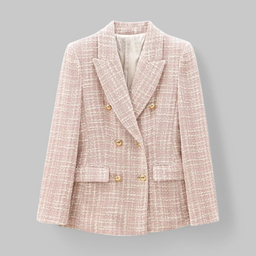 Women's Double-Breasted Blazer – Tailored Tweed for Business Casual and Day Events 0