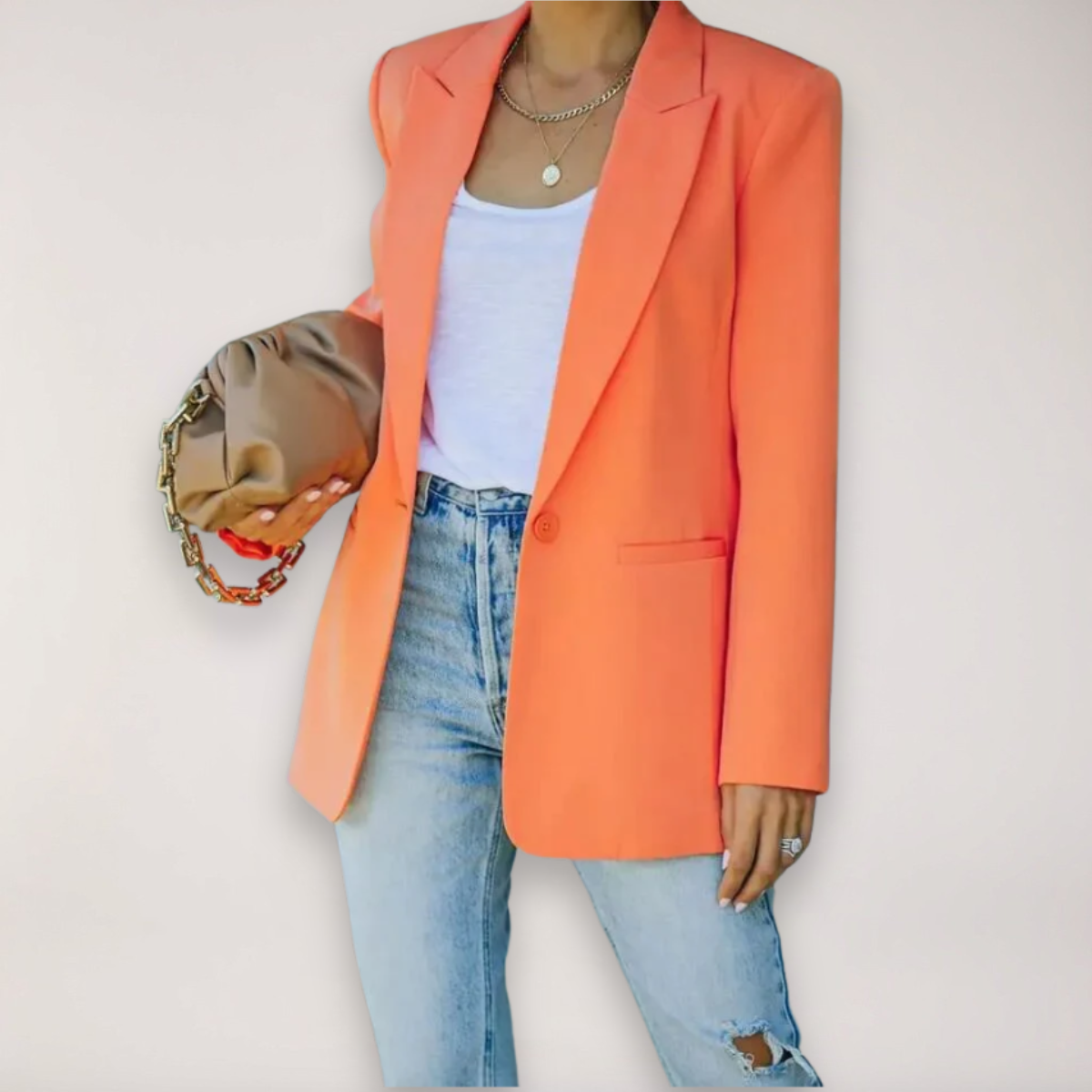 Women's Oversized Blazer – Single-Breasted Notched Lapel Jacket for Versatile Styling 0