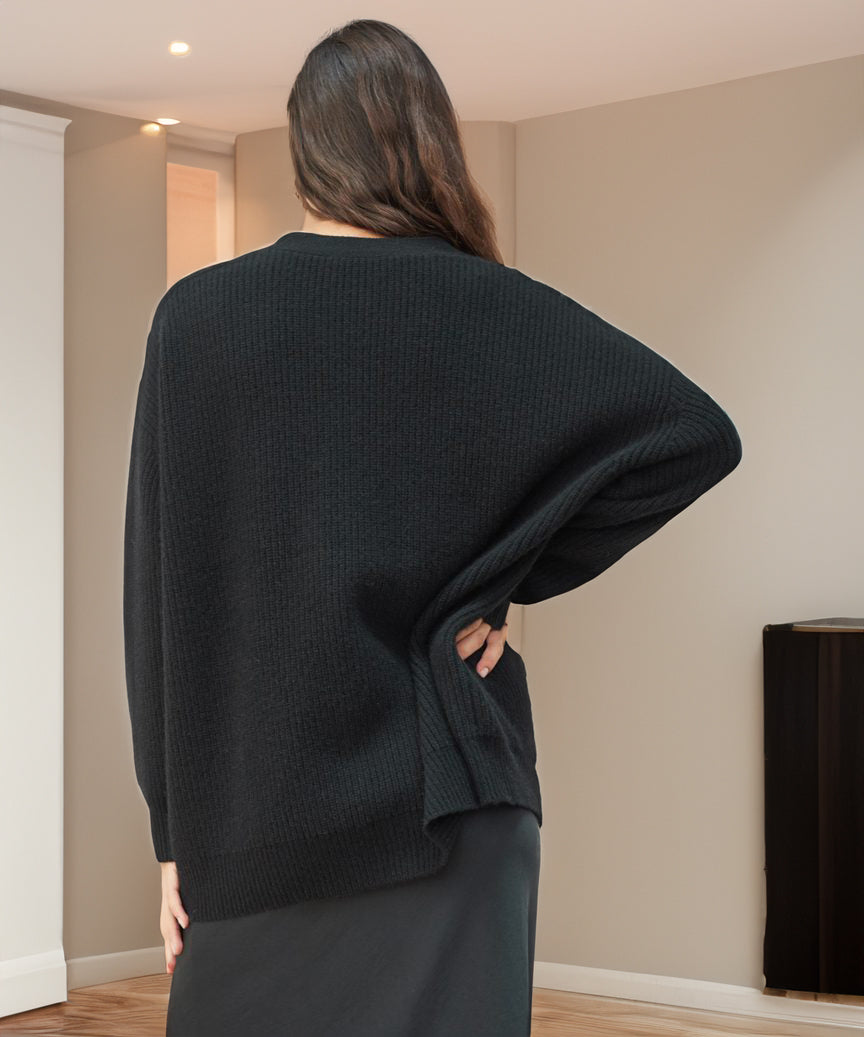 Women's Oversized Cardigan – Ribbed Knit with V-Neck and Button Closure for Cozy Layering 8