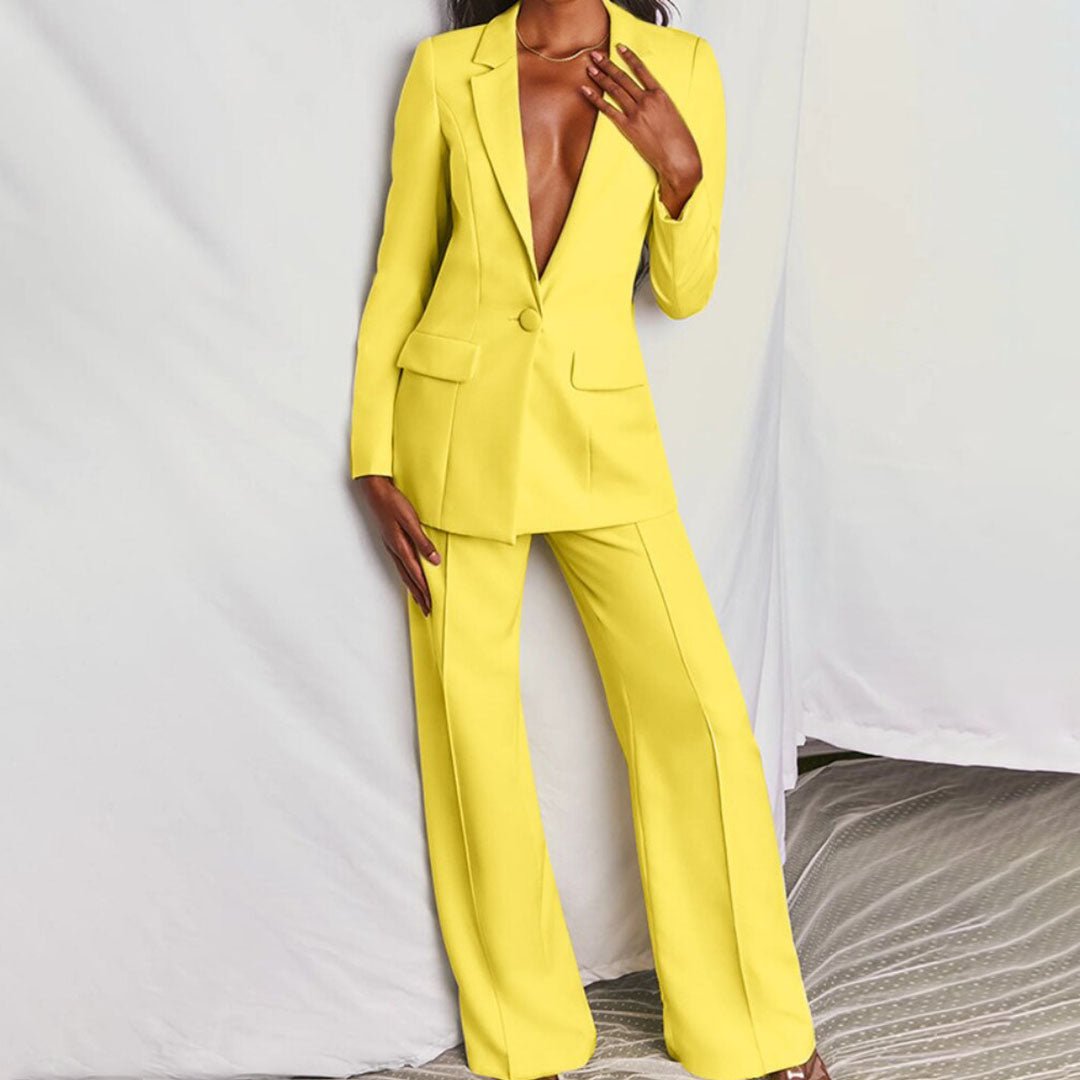 Women's Suit Blazer and Trousers Set – Tailored Fit for Business and Evening Wear 0