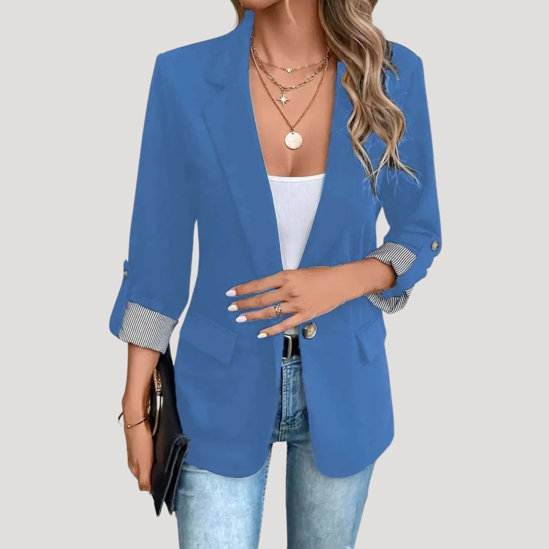 Women's Tailored Blazer – Classic Single-Breasted Design with Roll-Up Sleeves for Smart Casual 3