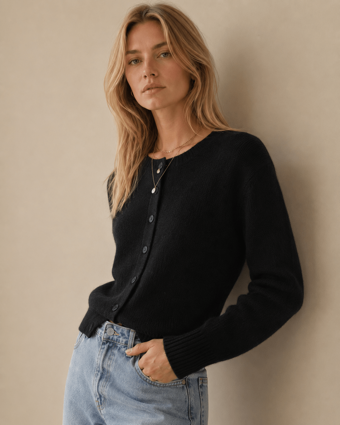 Cardigan for Women – Ribbed Knit with Button Front and Crew Neck - We are MFEO