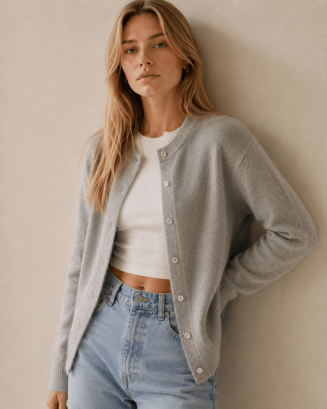 Cardigan for Women – Ribbed Knit with Button Front and Crew Neck - We are MFEO