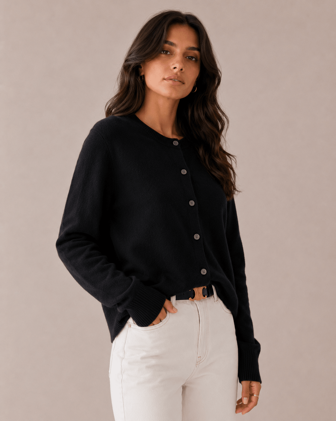 Cashmere Cardigan for Women – Fitted Round Neck with Button Front - We are MFEO
