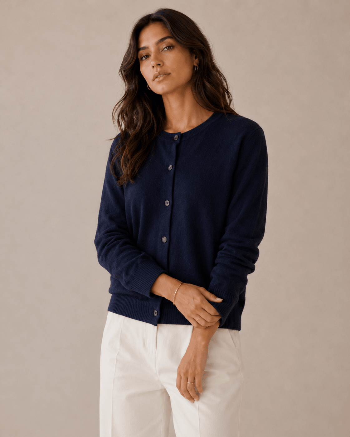 Cashmere Cardigan for Women – Fitted Round Neck with Button Front - We are MFEO