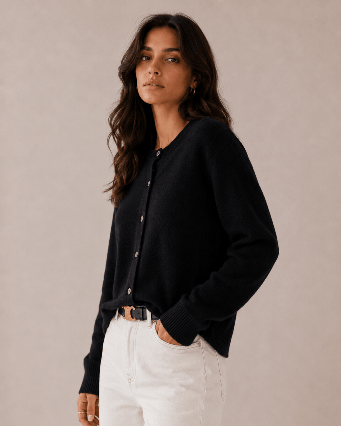 Cashmere Cardigan for Women – Fitted Round Neck with Button Front - We are MFEO
