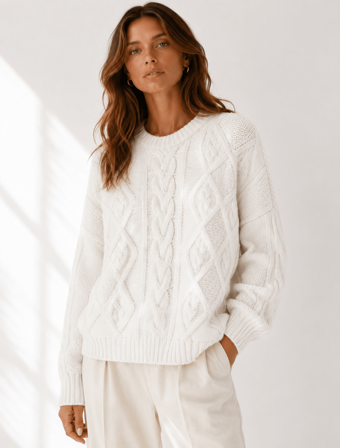 Crew Neck Long Sleeve Sweater – Slim Fit Wool Blend for Autumn and Winter - We are MFEO
