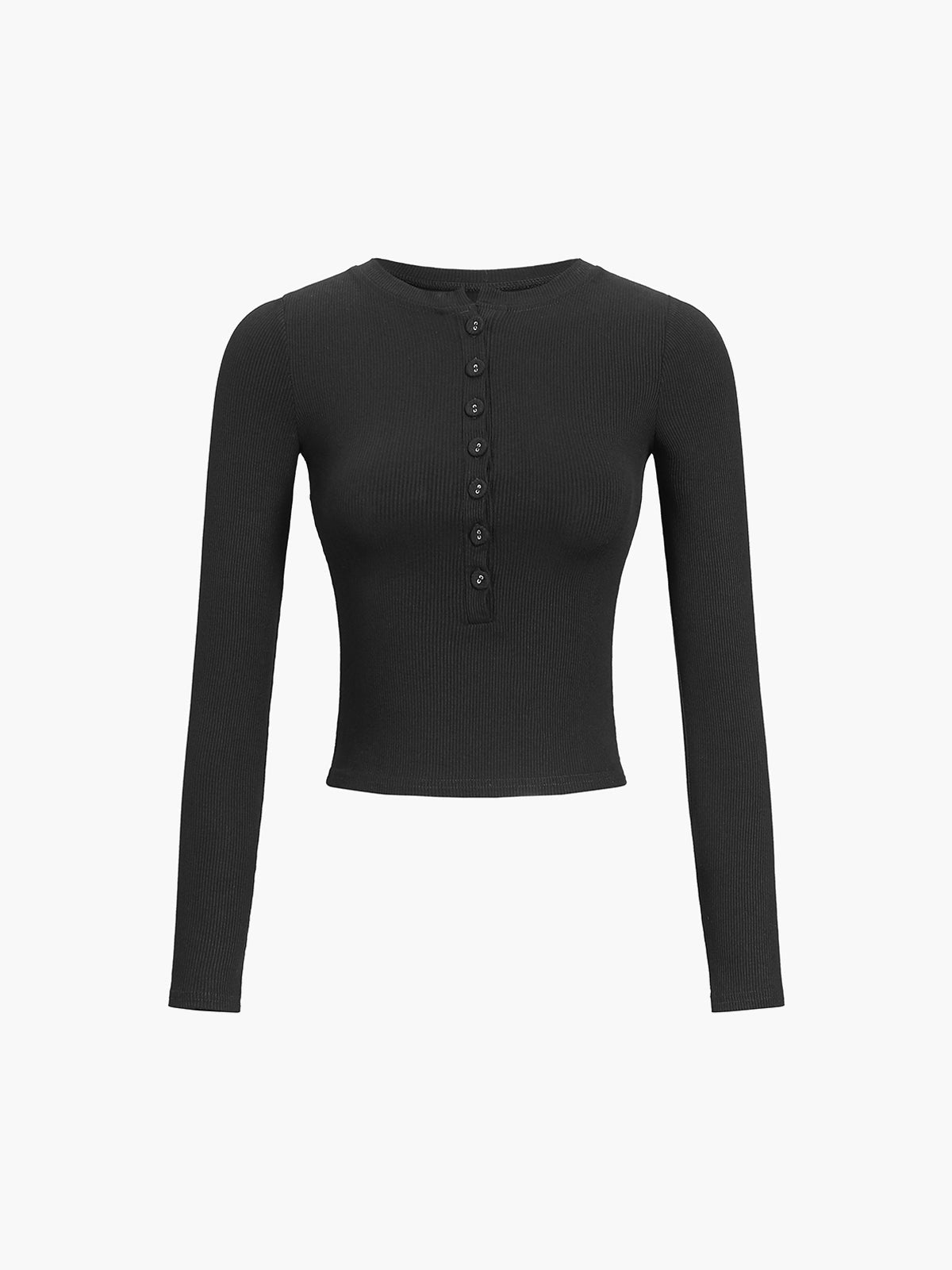 Long Sleeve Crop Top for Women – Ribbed Button Down Casual Shirt for Layering - We are MFEO