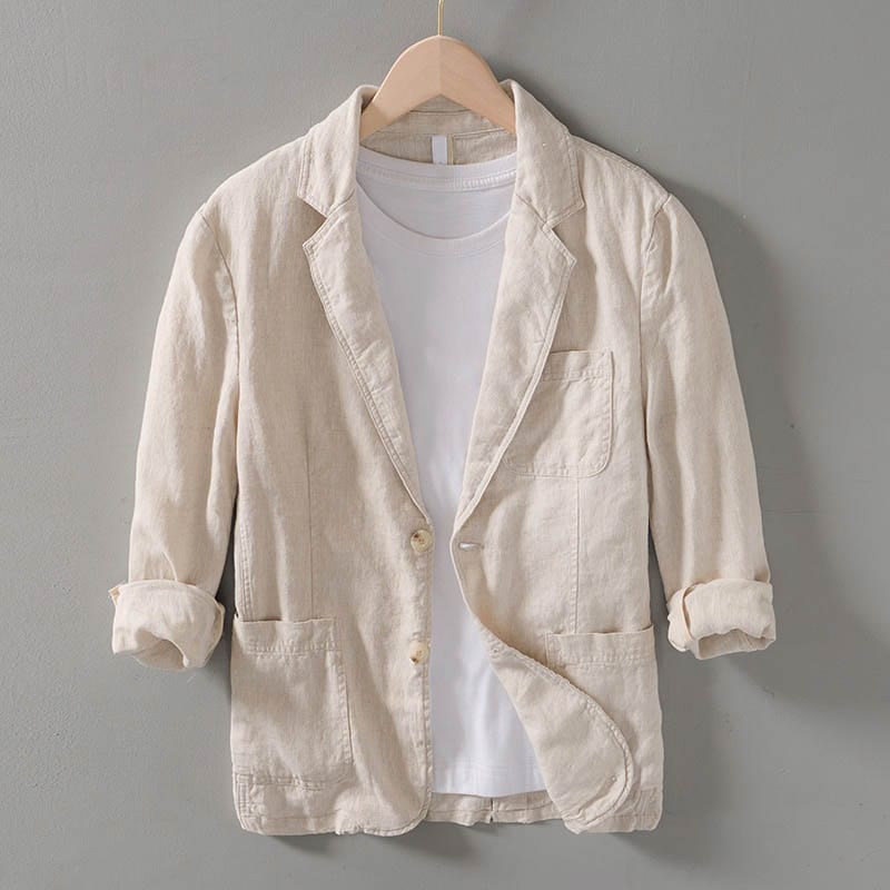 Men's Casual Blazer Jacket – Lightweight Linen Blend, Unstructured Fit for Smart-Casual Wear - We are MFEO