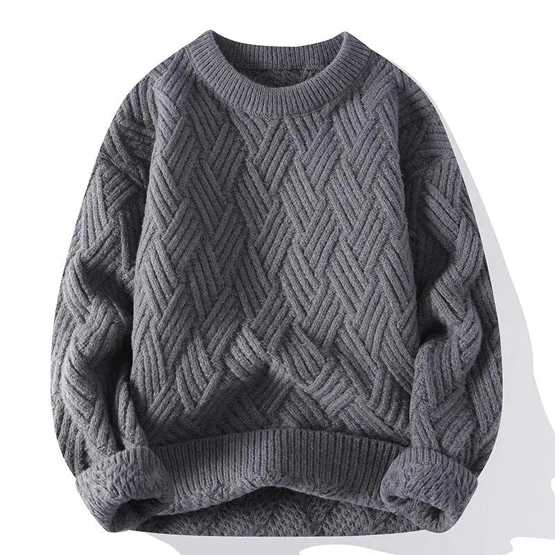 Men's Crewneck Sweater – Patterned Long Sleeve with Relaxed Fit - We are MFEO