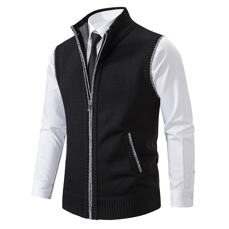 Men's Gilet for Autumn – Zip Knit Mock Neck Sweater Vest with Zipped Side Pockets - We are MFEO