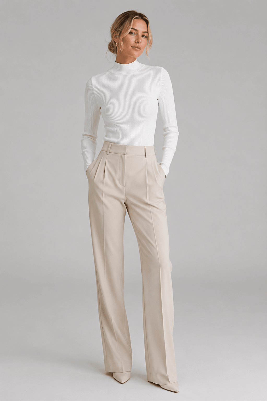 Ribbed Long Sleeve Knit Top with Mock Neck – Slim Fit for Layering and Casual Outfits - We are MFEO