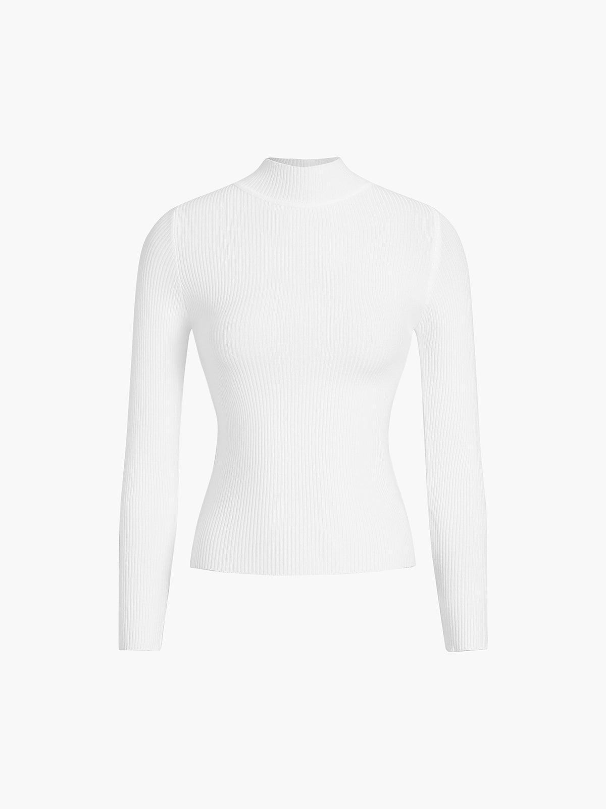 Ribbed Long Sleeve Knit Top with Mock Neck – Slim Fit for Layering and Casual Outfits - We are MFEO