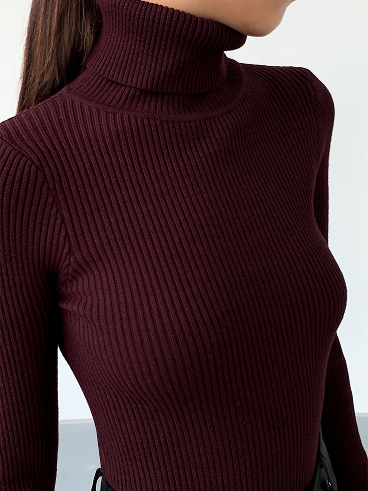 Slim Fit Turtleneck Top for Women – Comfortable Knit for Layering in Autumn/Winter - We are MFEO