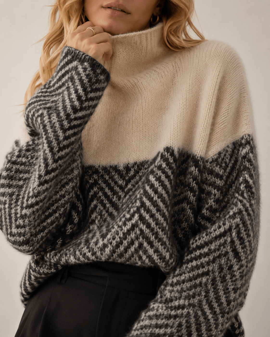 Striped Patchwork Turtleneck Sweater – Casual Autumn and Winter Layering Top - We are MFEO