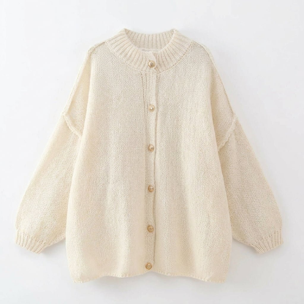 Women's Bat Sleeve Cardigan – Button Front with Ribbed Neckline and Cuffs - We are MFEO