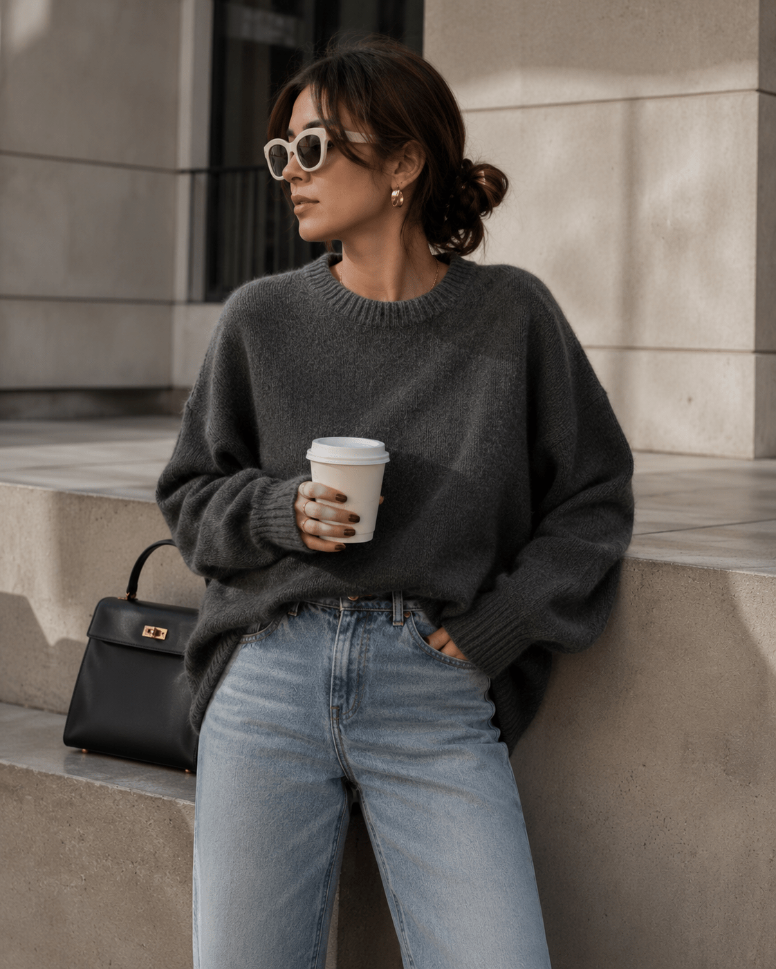 Women's Cashmere Sweater – Oversized Crew Neck for Autumn/Winter Comfort - We are MFEO