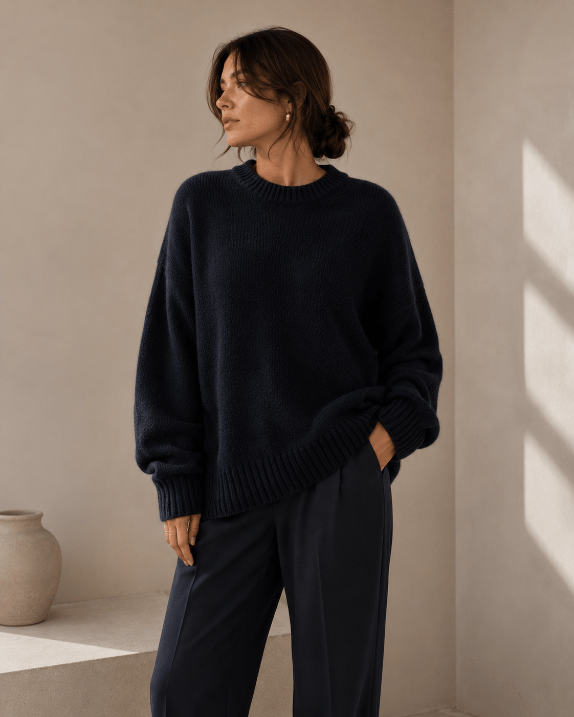 Women's Cashmere Sweater – Oversized Crew Neck for Autumn/Winter Comfort - We are MFEO