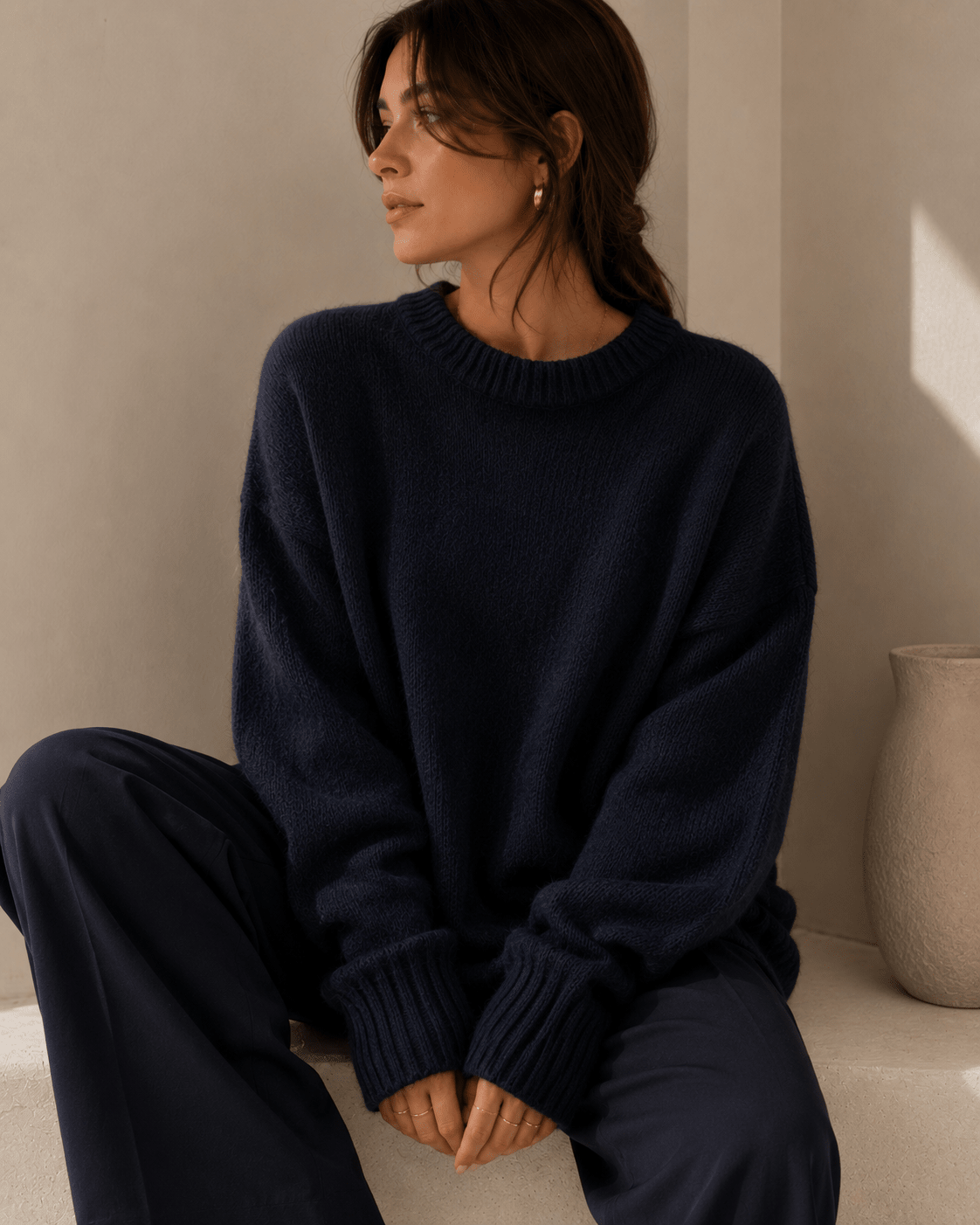 Women's Cashmere Sweater – Oversized Crew Neck for Autumn/Winter Comfort - We are MFEO
