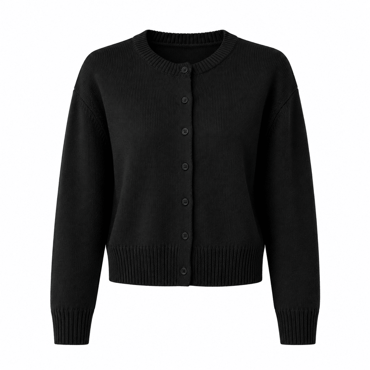 Women's Cropped Cardigan – Button - Up Knit with Ribbed Trim - We are MFEO