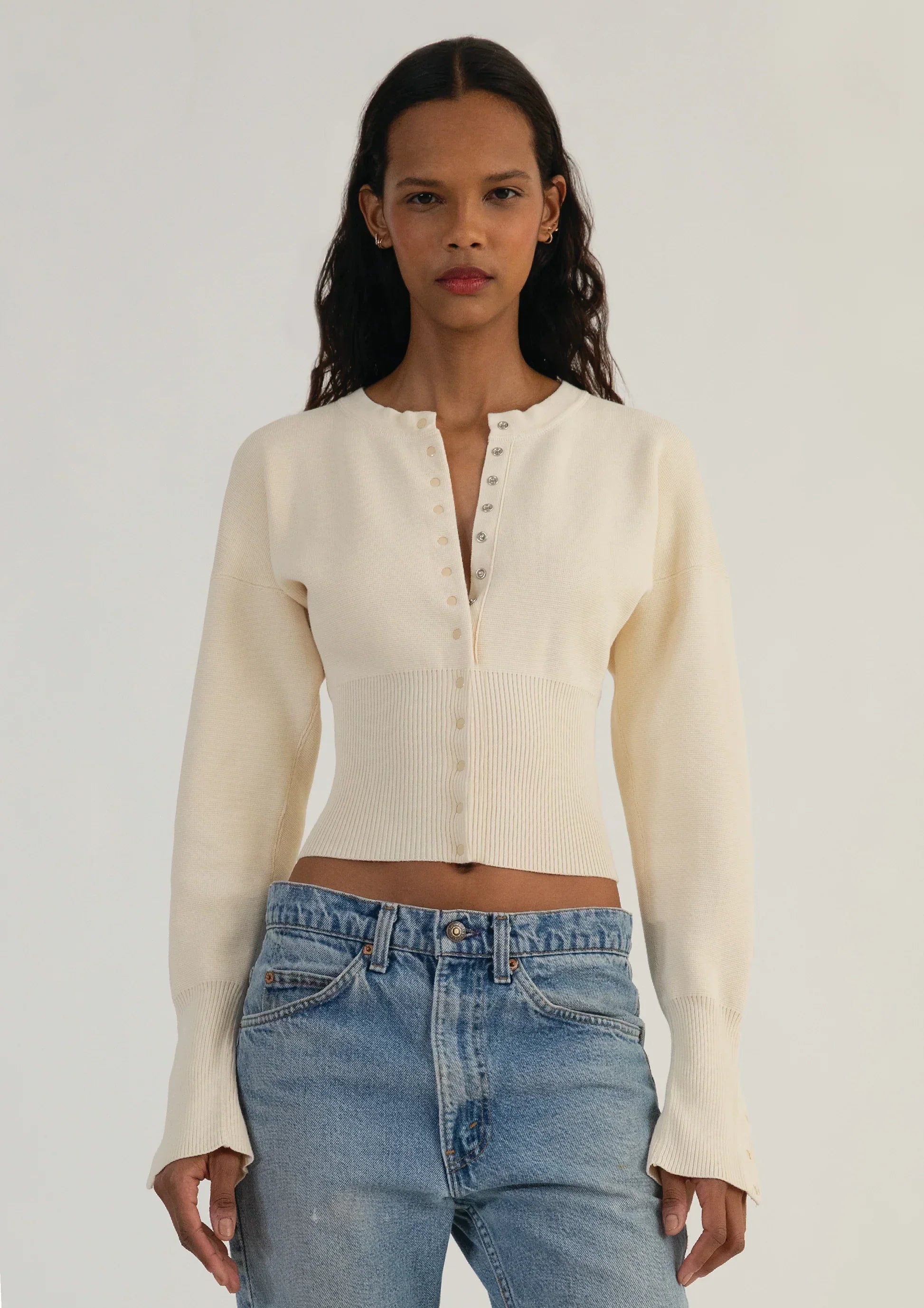 Women's Cropped Cardigan – Fitted Knit with Button Closure - We are MFEO