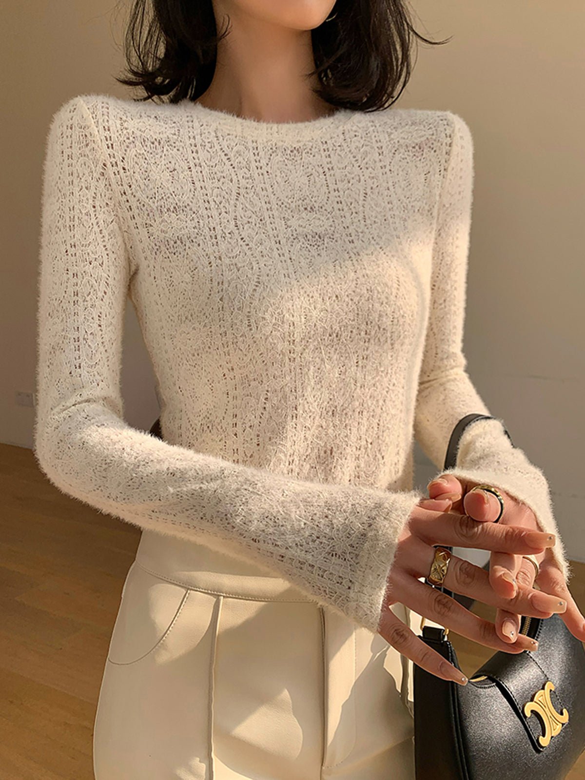 Women's Floral Long Sleeve Top – Comfortable Crew Neck with Slight Stretch for Versatile Styling - We are MFEO
