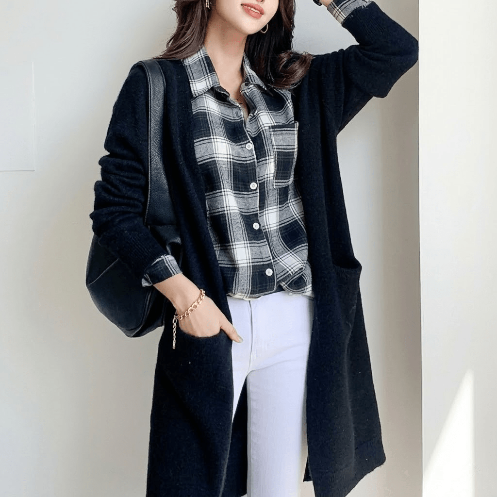 Women's Long Cardigan – Open Front with Pockets, Casual or Smart Casual Wear - We are MFEO