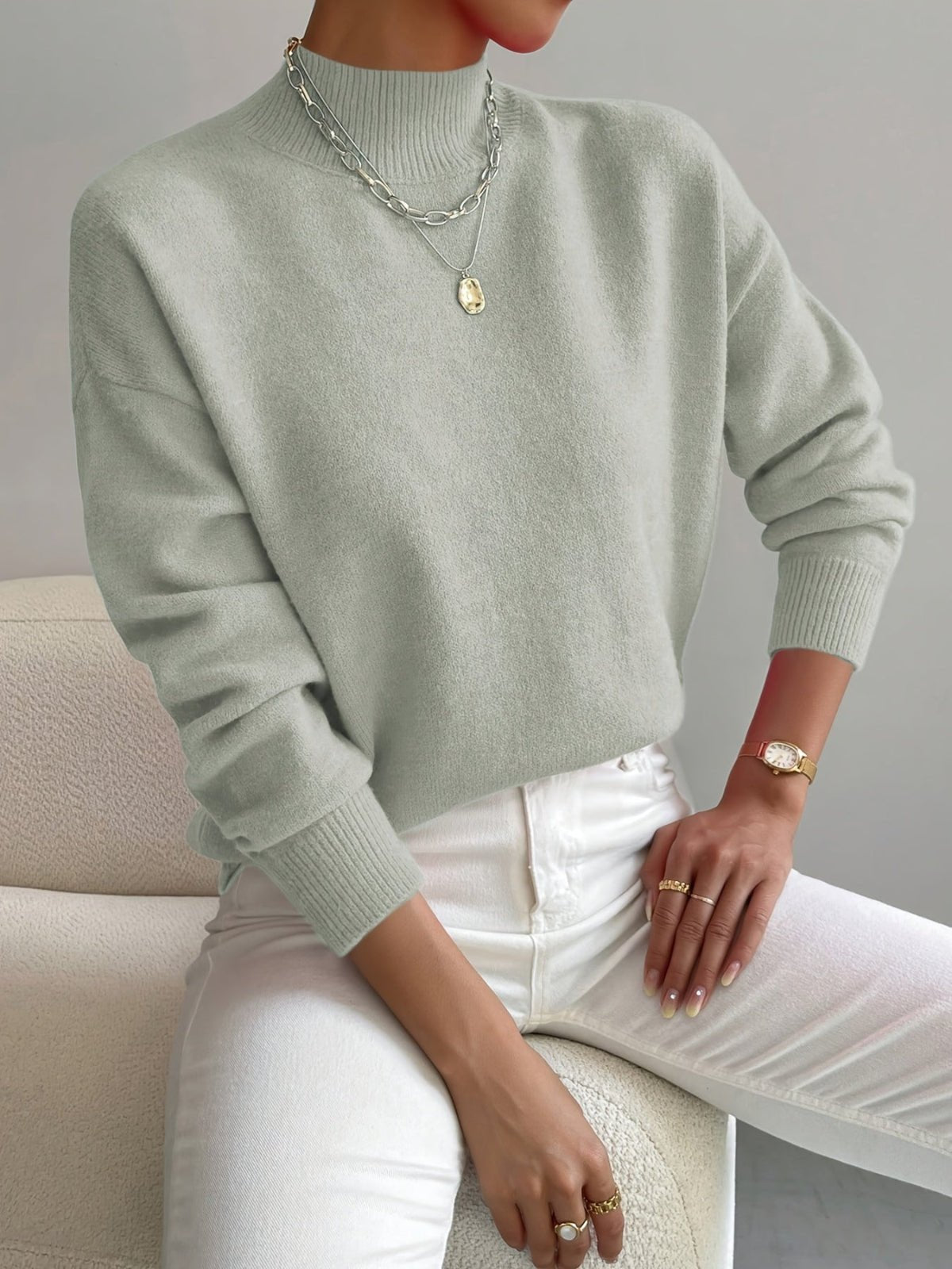 Women's Mock Neck Sweater – Relaxed Fit, Perfect for Everyday Wear - We are MFEO