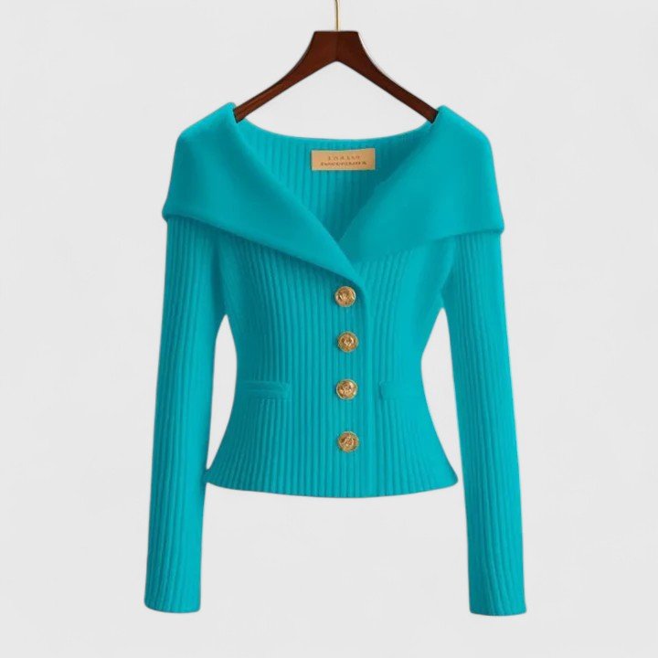 Women's Off - Shoulder Sweater – Slim Fit Ribbed Knit with Button Closure - We are MFEO